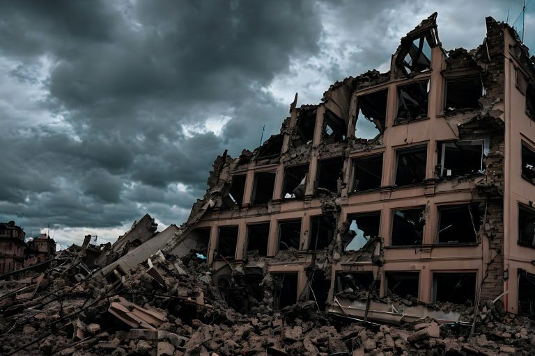 Edificio de gran tamaño destruido